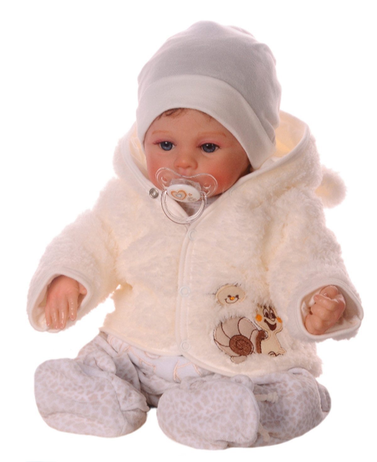 La Bortini Fleecejacke Baby Jacke Übergangsjacke Fleecejacke in Creme mit Schnecke kuschelig, weich, warm, aus Fleece-Stoff, 50 56 62 68 74