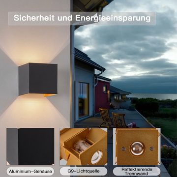 ZMH Wandleuchte Innen LED Wandlampe - Warmweiß G9 Außenlampe Wand IP65, LED fest integriert, 3000k, Einstellbar Strahl Wandstrahler Aussen für Garten