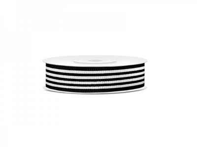 partydeco Bastelband Ripsband 18 mm, Streifen schwarz/weiss