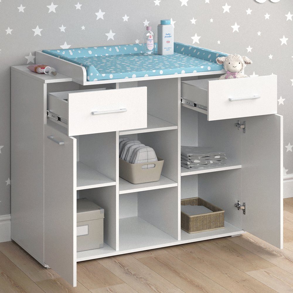 Vicco wrap chest of drawers Leonie, white, 113 x 100 cm