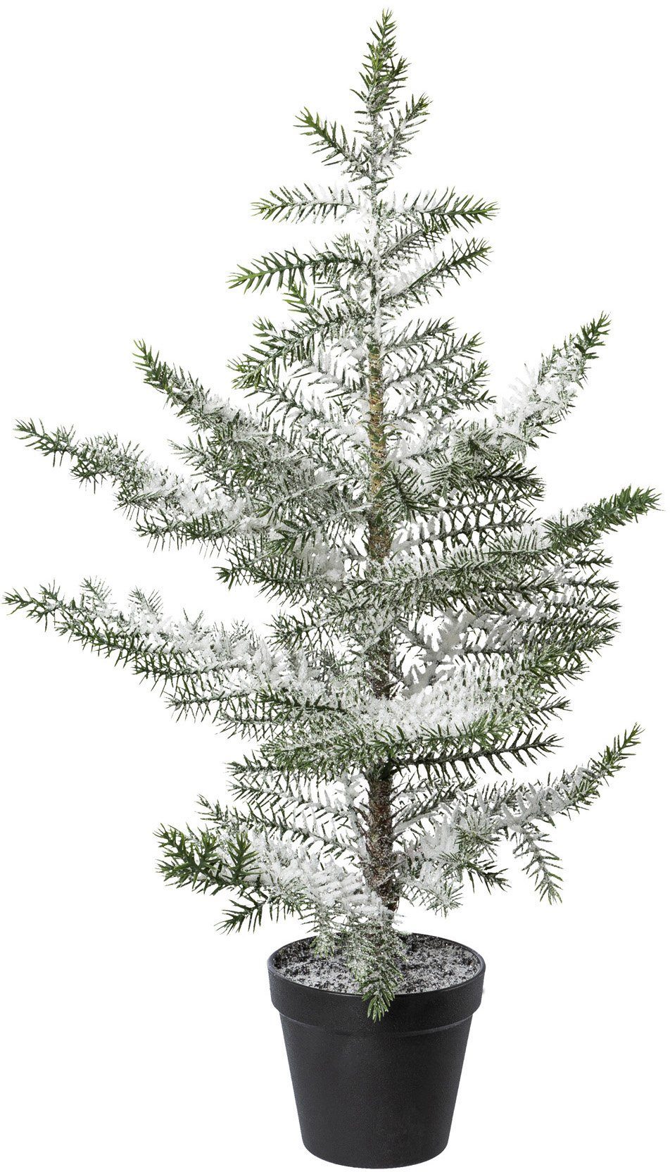Creativ deco Künstlicher Weihnachtsbaum Weihnachtsdeko, Zimmertanne im Topf, künstlicher Christbaum,Tannenbaum, beschneit, Höhe ca. 64 cm
