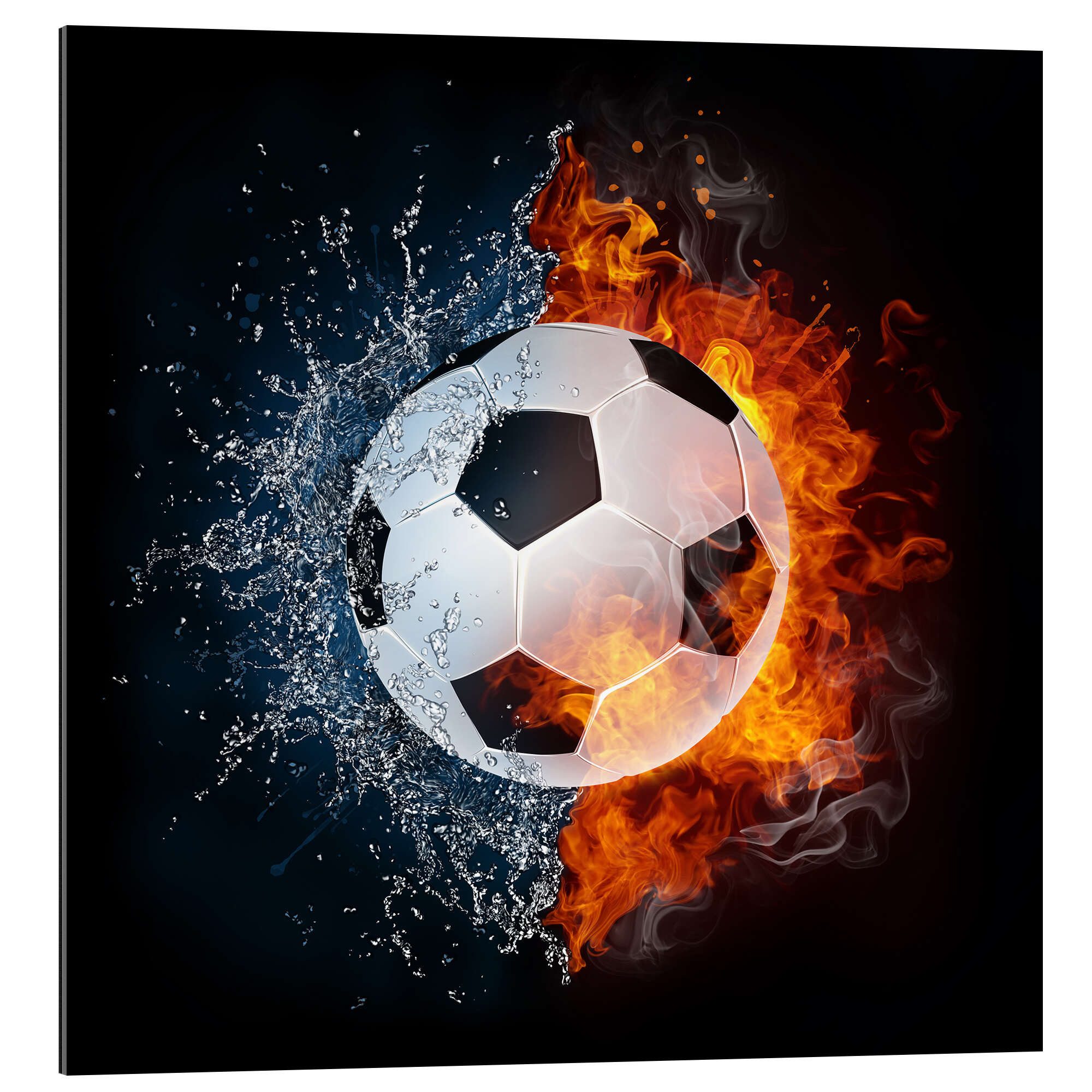 Posterlounge XXL-Wandbild Editors Choice, Der Fußball im Kampf der Elemente, Kinderzimmer Illustration