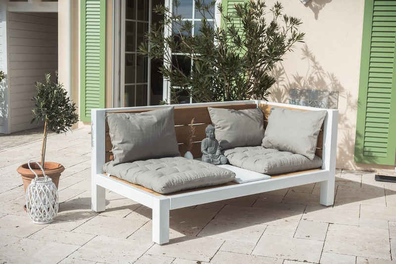 Holzbegehrt Loungesofa 2er Sitzbank inkl. flexibler Ablageplatte, Made in Germany