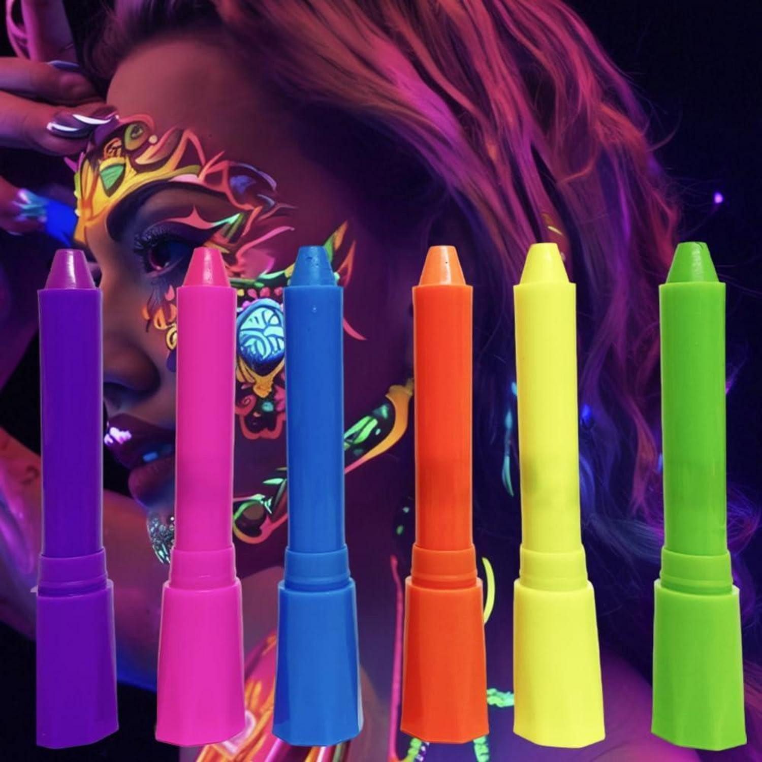 LuxusKollektion Schminkstift Kinder Schminke Neon UV Set 6 Farben (6-tlg)