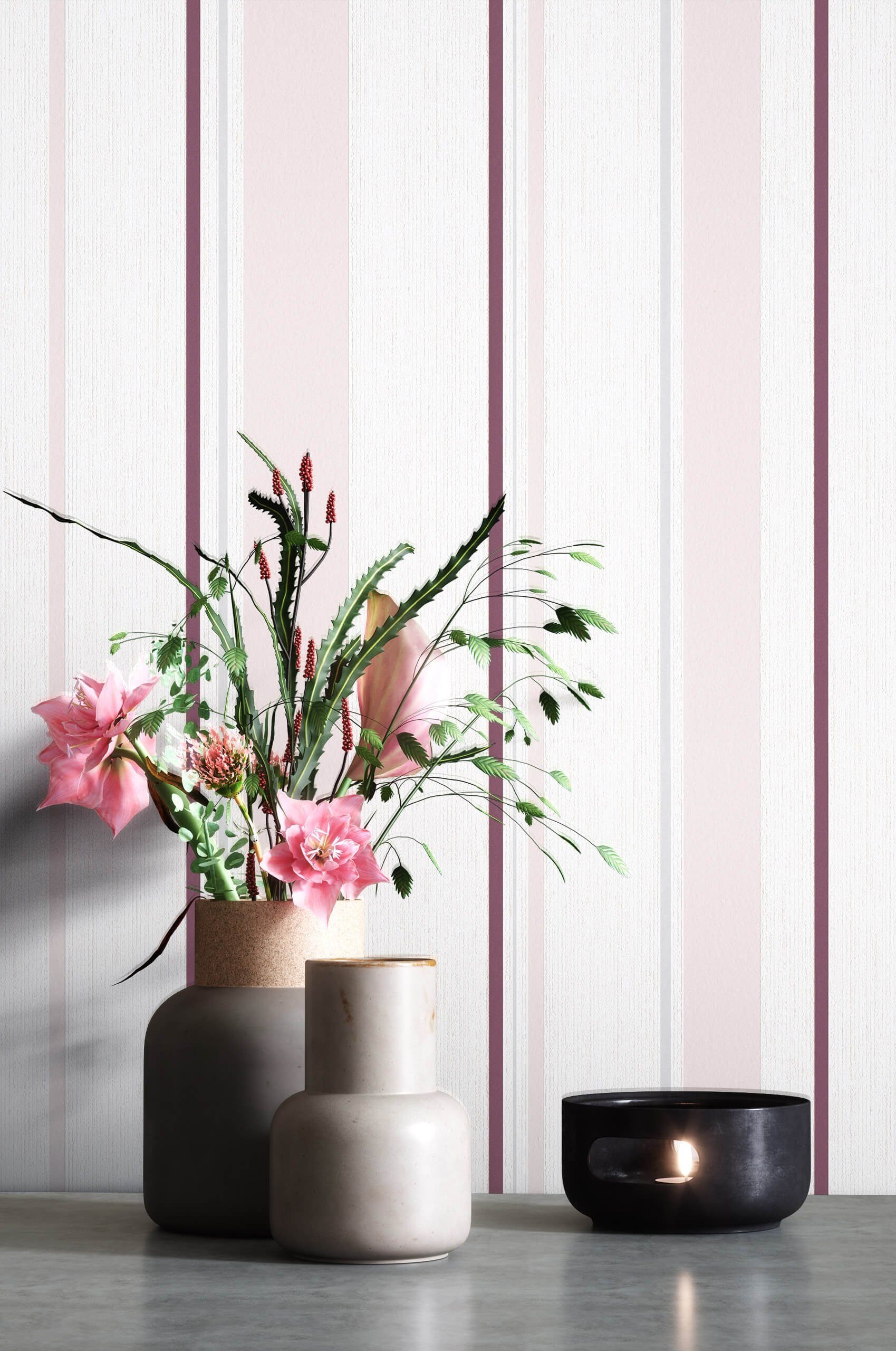 Newroom Vliestapete, Lila Tapete Modern Streifen günstig online kaufen