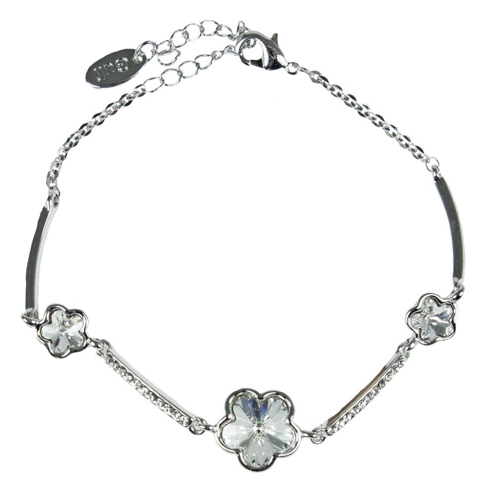 LUISIA® Armband LUISIA Silbernes Damen Blumen Armband mit Kristall