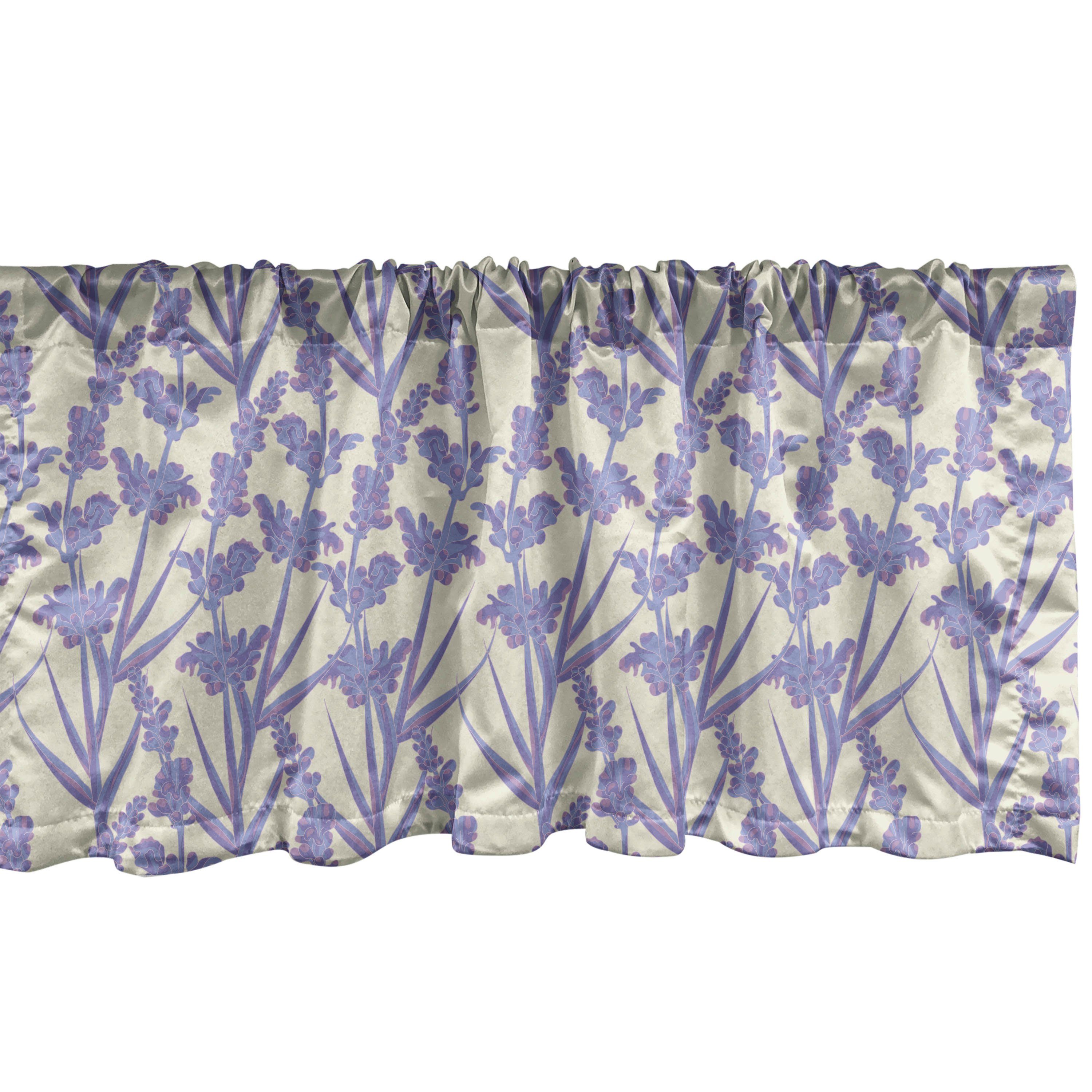 Dekor Abakuhaus, Botanisch Vorhang Wiese Lavendel Volant Stangentasche, Küche Microfaser, mit Scheibengardine Frühling Schlafzimmer für