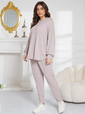 ZWY Pyjama Damen Winter Pyjama Set, warmer übergroßer Pyjama mit Kapuze