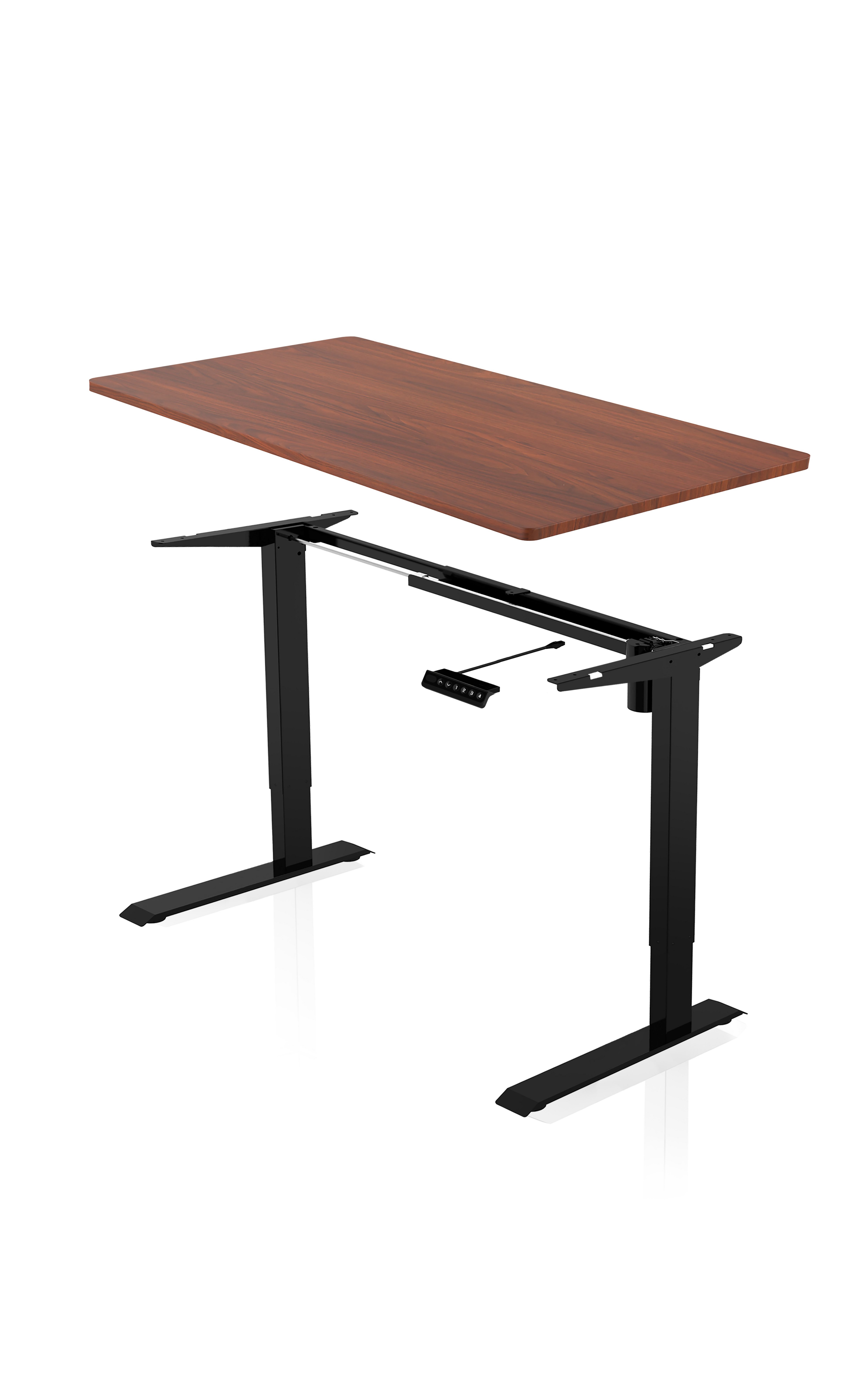 Schwarzes cm Tischplatte Walnuss Komplett-Set höhenverstellbarer Gestell elektrisch - Schreibtisch AGIl - 120*60 Schreibtisch