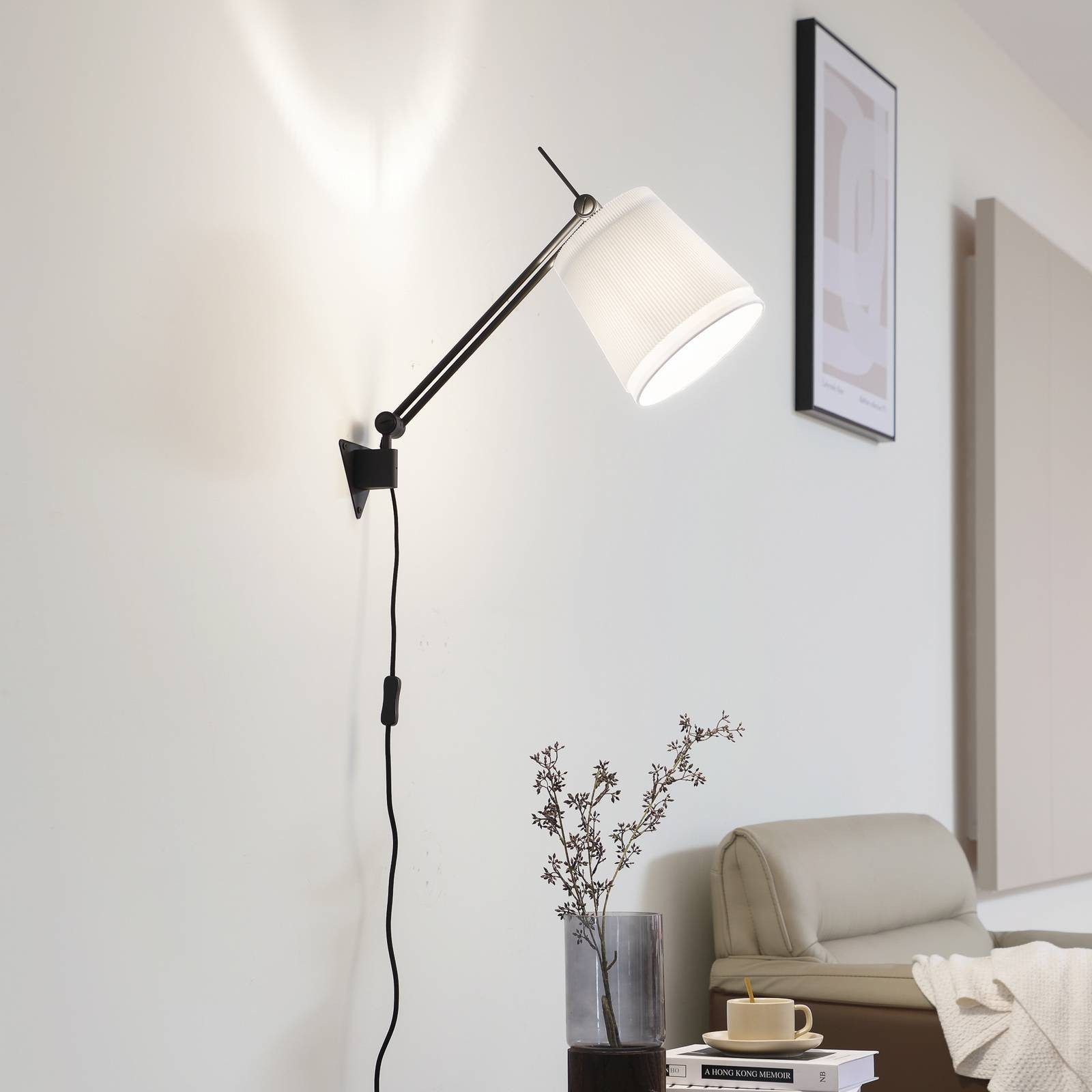 Lucande Wandleuchte Caelia, Metall, Schwarz IP20, 1 x 15 W LED