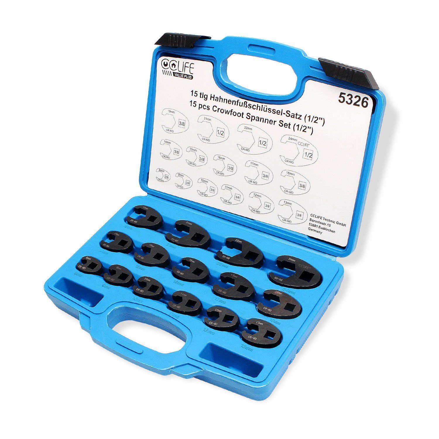 CCLIFE Maulschlüssel Hahnenfußschlüssel Steckschlüssel Drehmoment 1/2" 3/8"