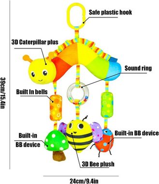 SOTOR Greifspielzeug Buntes Baby-Hängespielzeug, Kinderwagen hängend, Raupenspielzeug (Baby Beruhigendes Hängespielzeug, Cartoon-Raupe Windspiel-Spielzeug), Hängespielzeug für die kognitive Entwicklung von Babys
