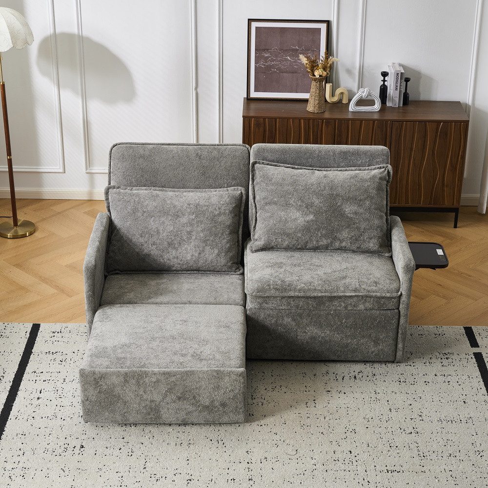 Vankel Sofa Sofas Wohnzimmer, Sofa mit Schlaffunktion mit USB & Relaxfunktion, 5-fach verstellbar, weich gepolstert und flexibel ausziehbar