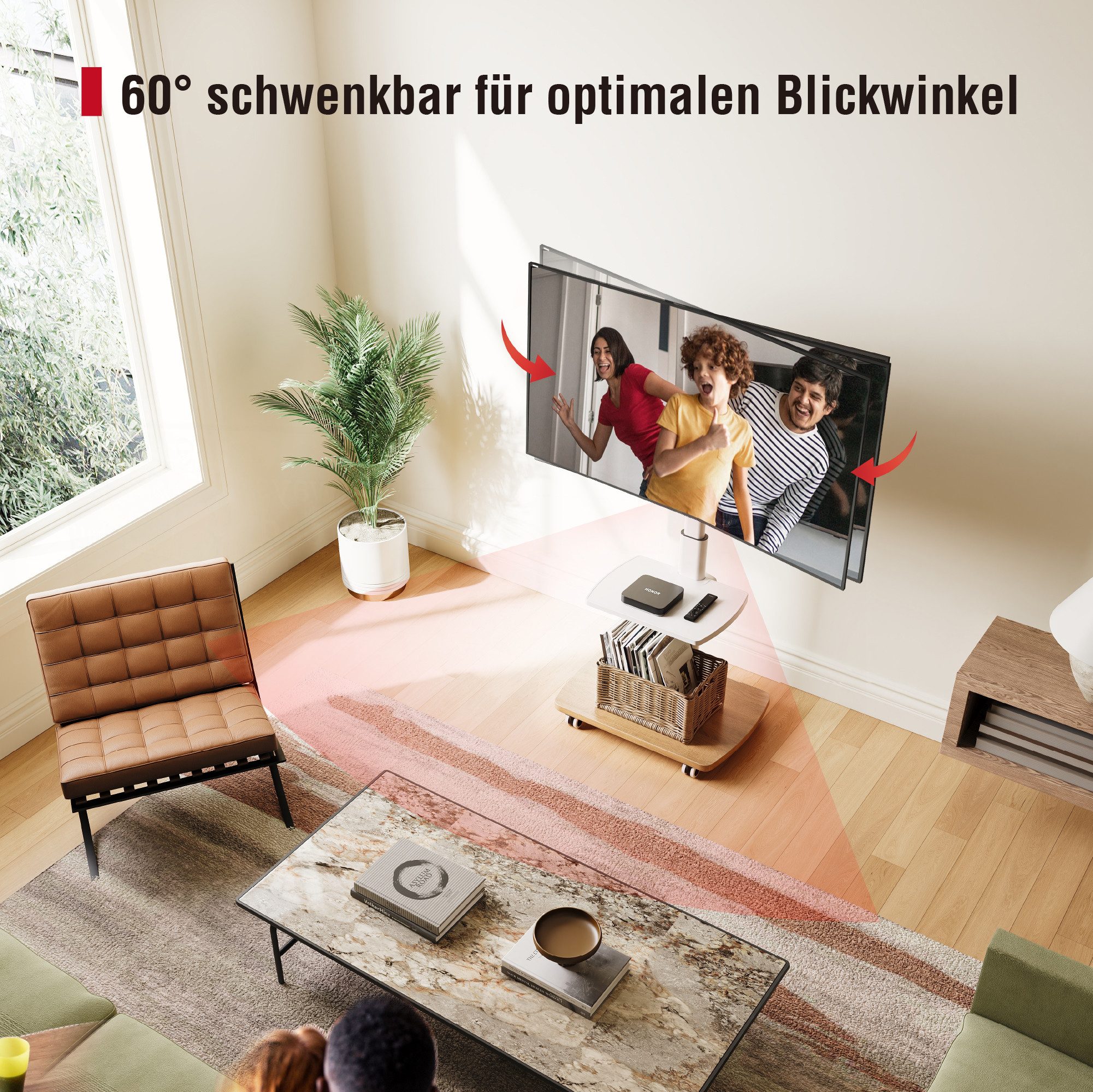 AOKCOS TV-Ständer, (bis 65 Zoll, mit Holzablage & Regal)