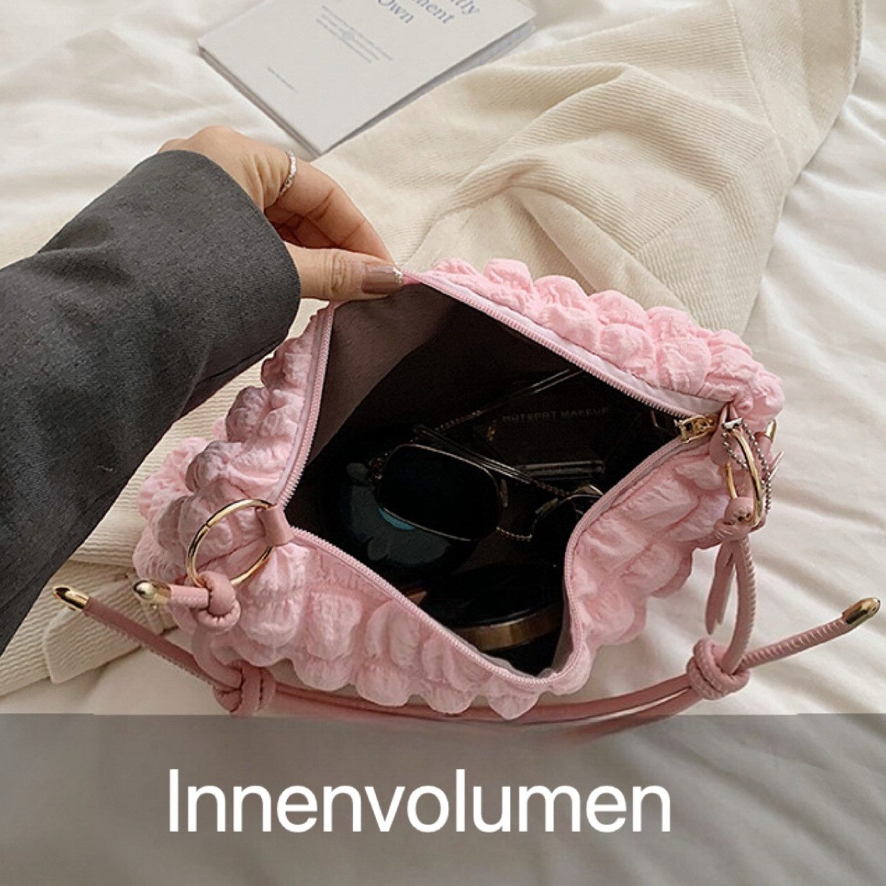 Super Solu Schultertasche Puffer Cloud Bag, Damen Umhängetasche Handtasche in Wolken-Style (Rosa, 1-tlg., 8*16*27cm(B/H/T), ultraleichte Stofftasche, flexibel als Schulter- & Unterarmtasche