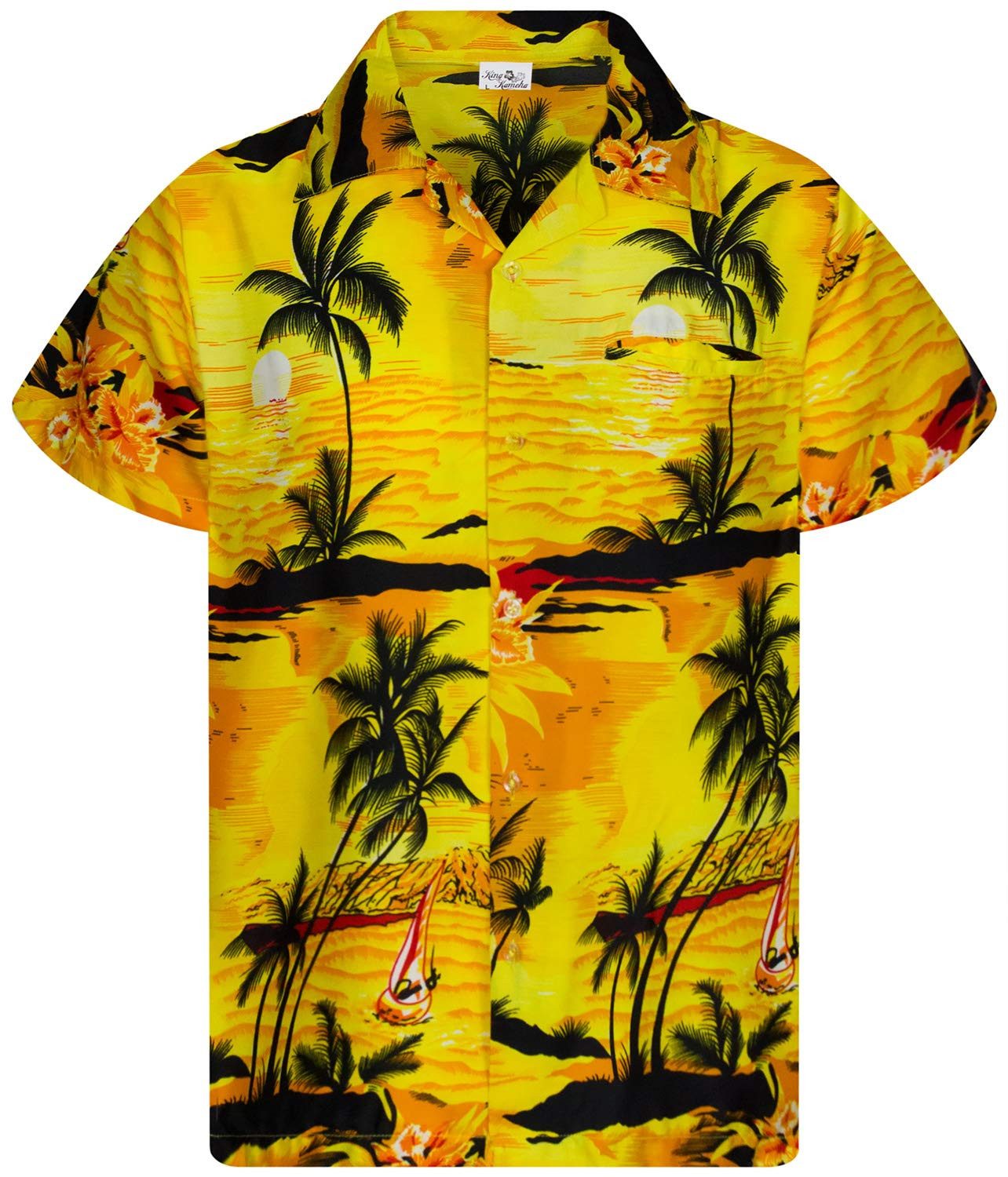 King Kameha Hawaiihemd Surf Kids Funky Hawaii-Hemd Kinder Kurzarm Front-Tasche Unisex