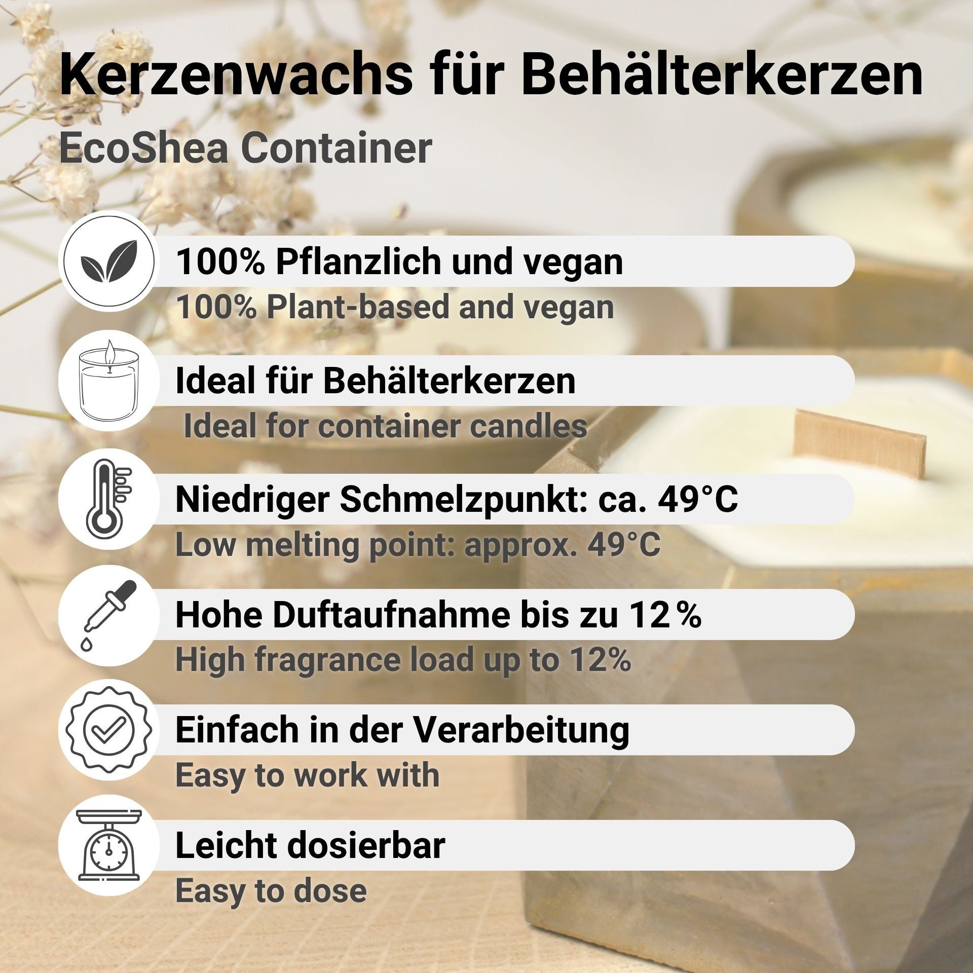 DistrEbution Duftkerze Kerzenwachs für Behälterkerzen aus Shea 1-20kg EcoSh günstig online kaufen