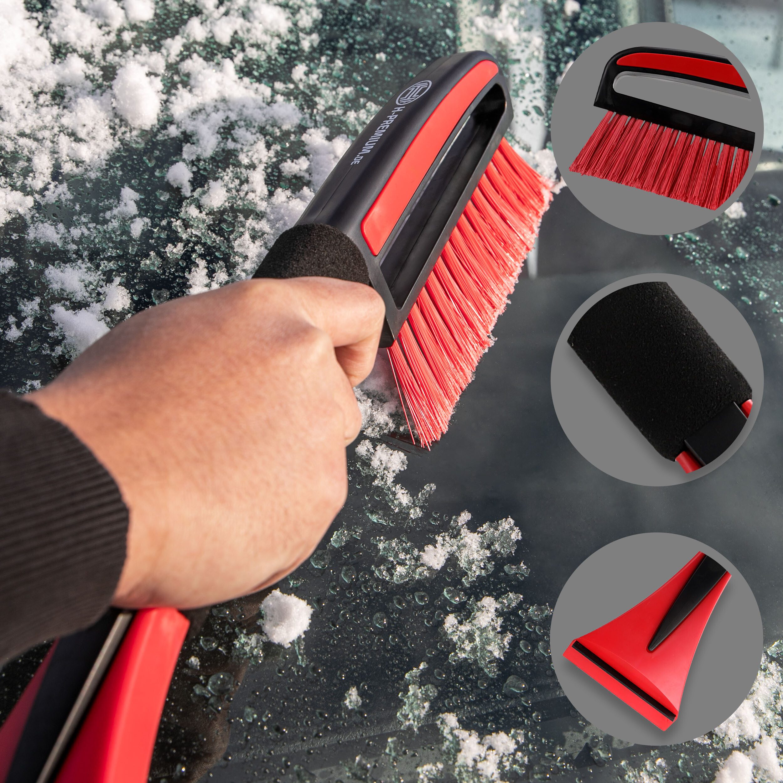 HEYNER Premium Ice Scraper with Brush (Lightweight)