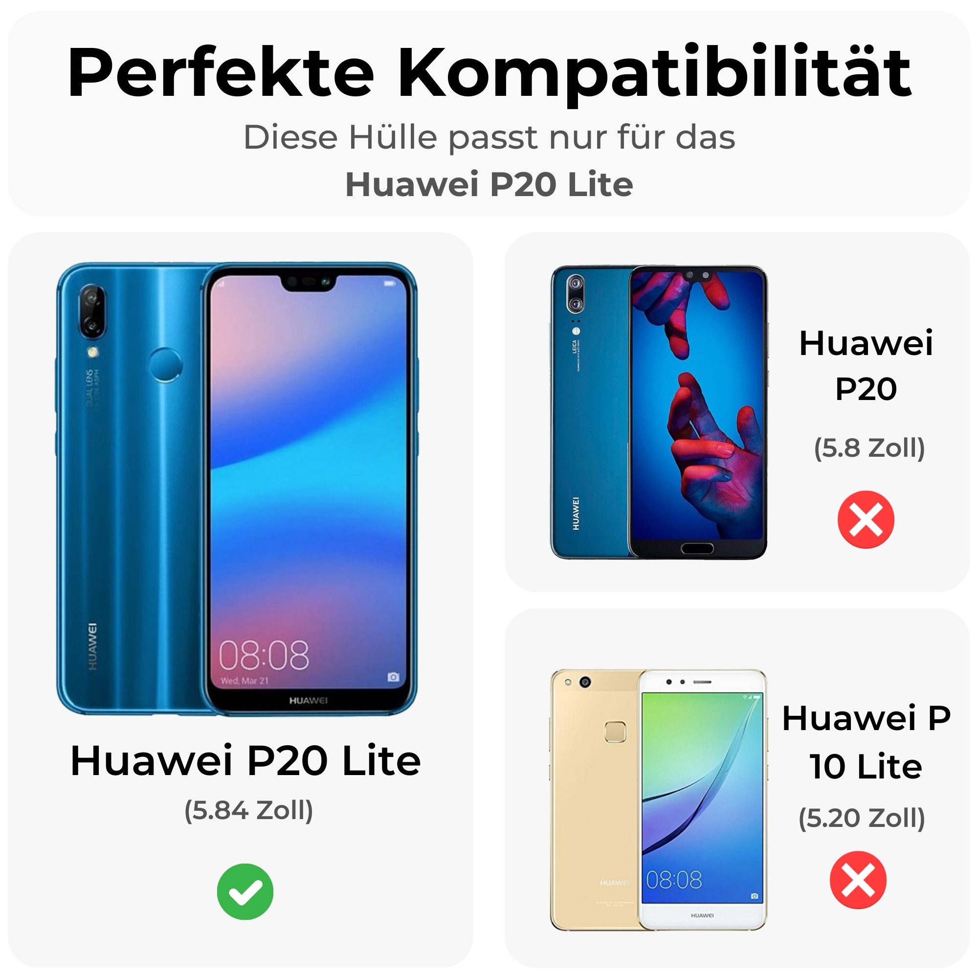 betterfon Smartphone-Hülle Handytasche für Huawei P20 Lite Klapphülle Flip CaseHellblau
