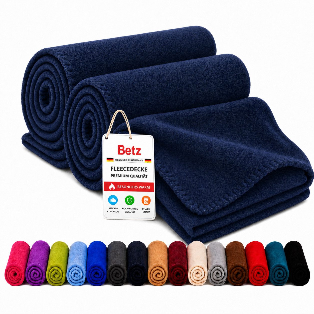 Wohndecke Fleecedecke 2 Stück 130x170 cm 180g/m² – Flauschige Sofadecke, Betz