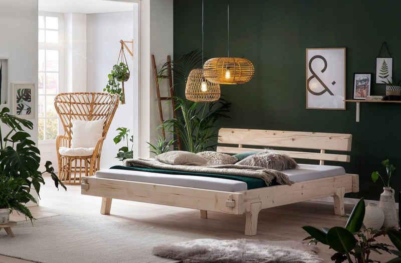 GMD Living Bett ZENICA (1-tlg), Balkenbett aus massivem Fichtenholz, Liegefläche: 160 x 200 cm