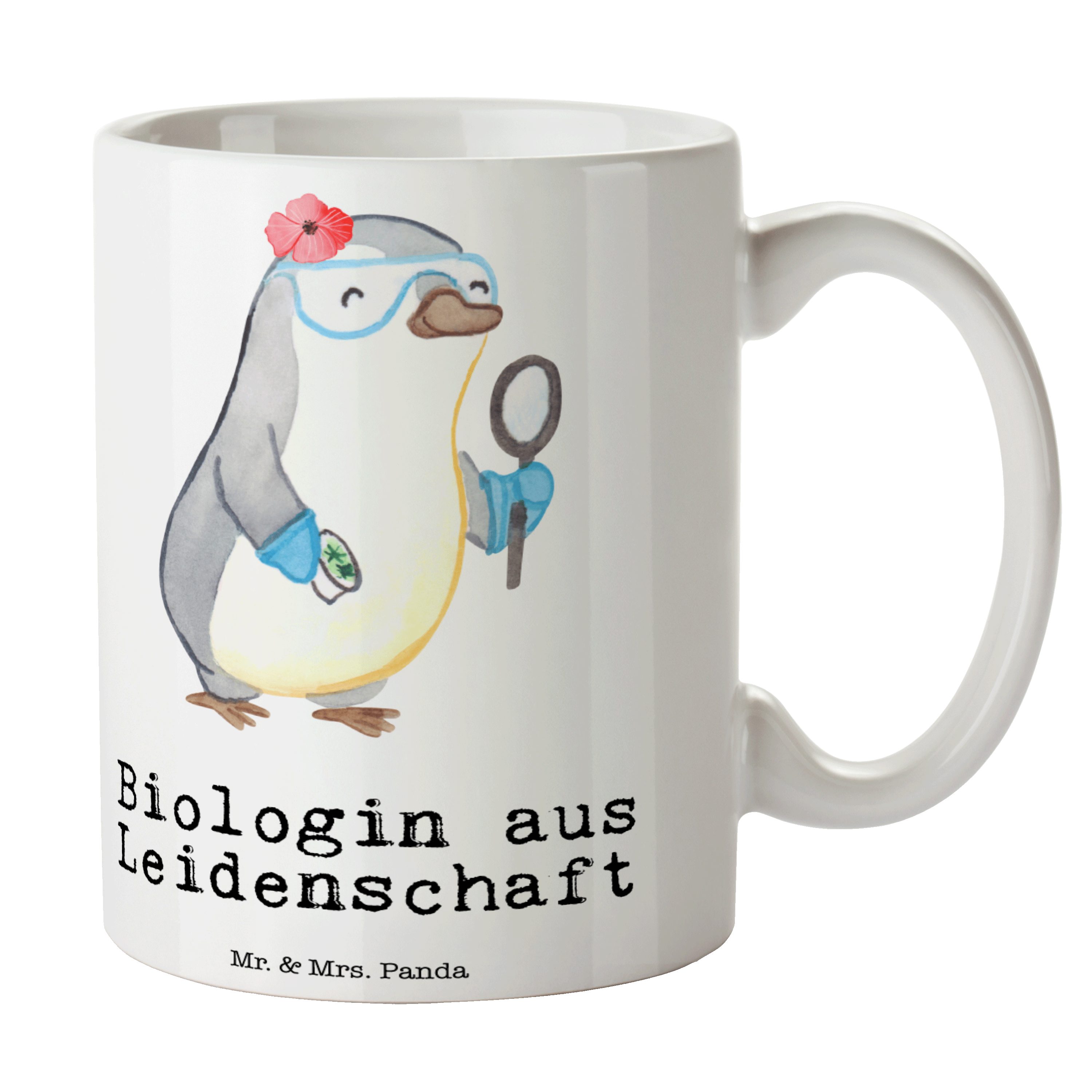 Mr. & Mrs. Panda Tasse Biologin aus Leidenschaft - Weiß - Geschenk, Master, Jubiläum, Kaffee, Keramik