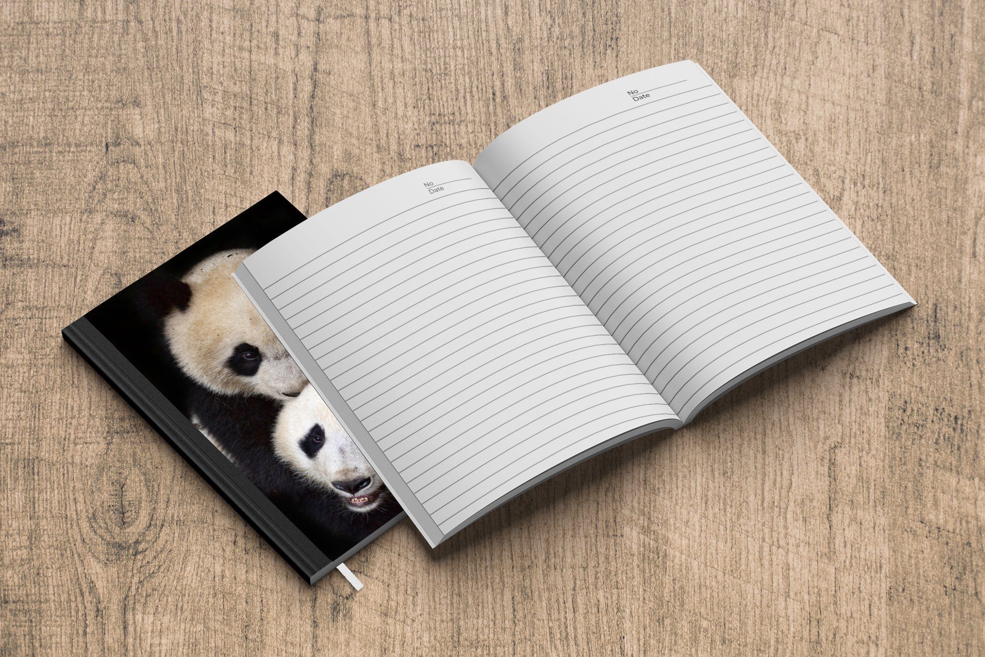 Journal, Notizheft, 98 - Schwarz, - Panda MuchoWow Haushaltsbuch Tagebuch, Tierfreunde Merkzettel, Notizbuch A5, Seiten,