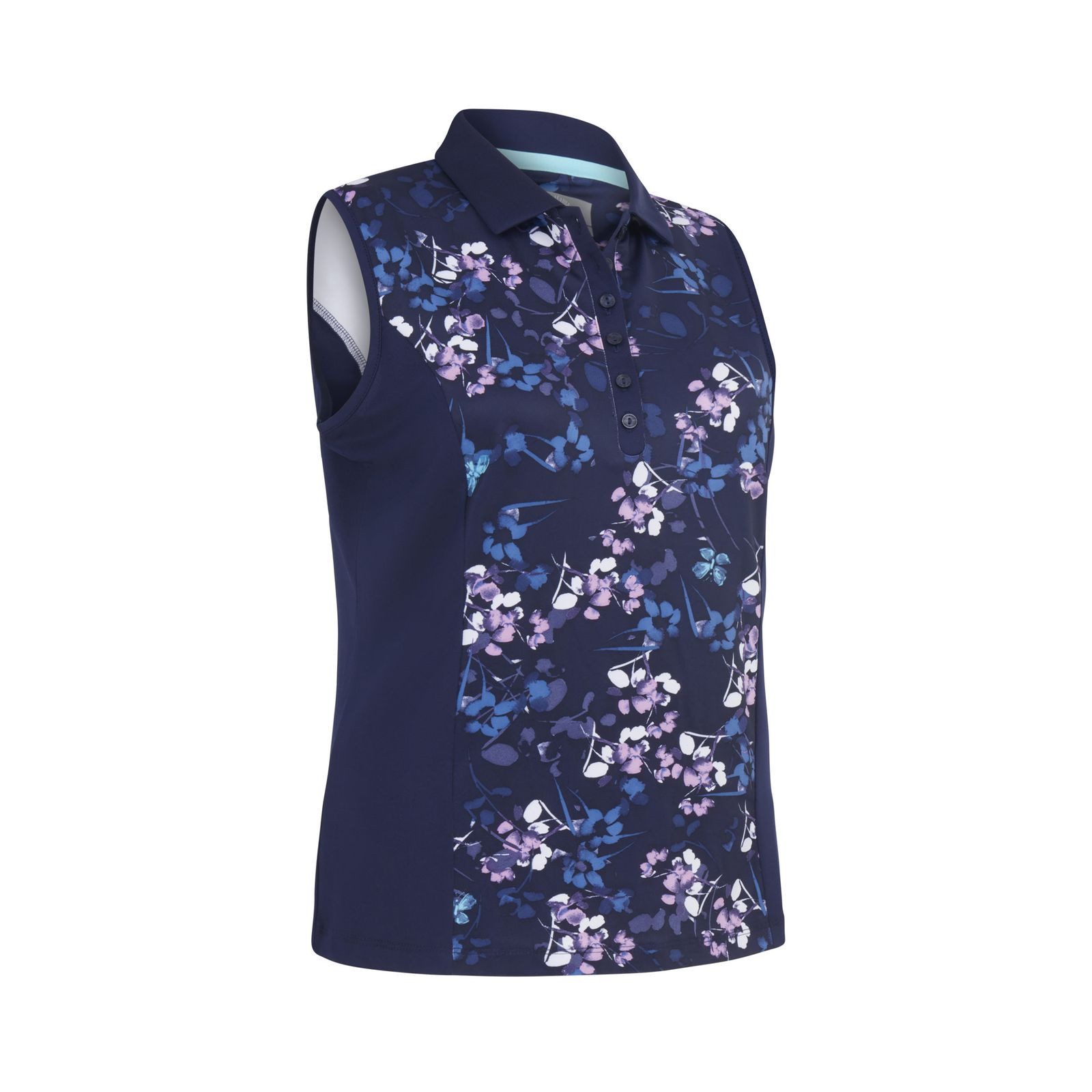 Callaway Poloshirt Callaway Golf Allover Butterfly Floral Printed Polo Poloshirt Damen (1-tlg) Verbesserte Dehnbarkeit für volle Bewegungsfreiheit