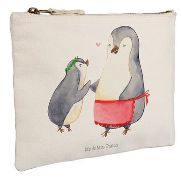 Mr. & Mrs. Panda Kosmetiktasche Pinguin mit Kind - Weiß - Geschenk, Lieblingsmama, Makeup, Mutter, Br (1-tlg)