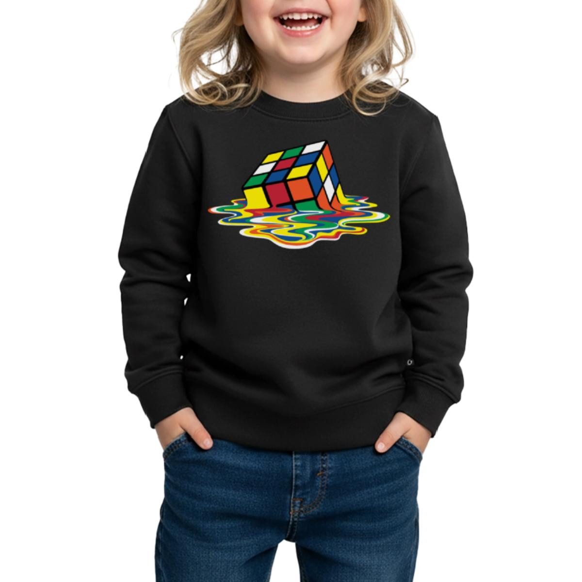 Spreadshirt Sweatshirt Rubik's Cube Zauberwürfel Melting Cube Kinder Premium Pullover (1-tlg)