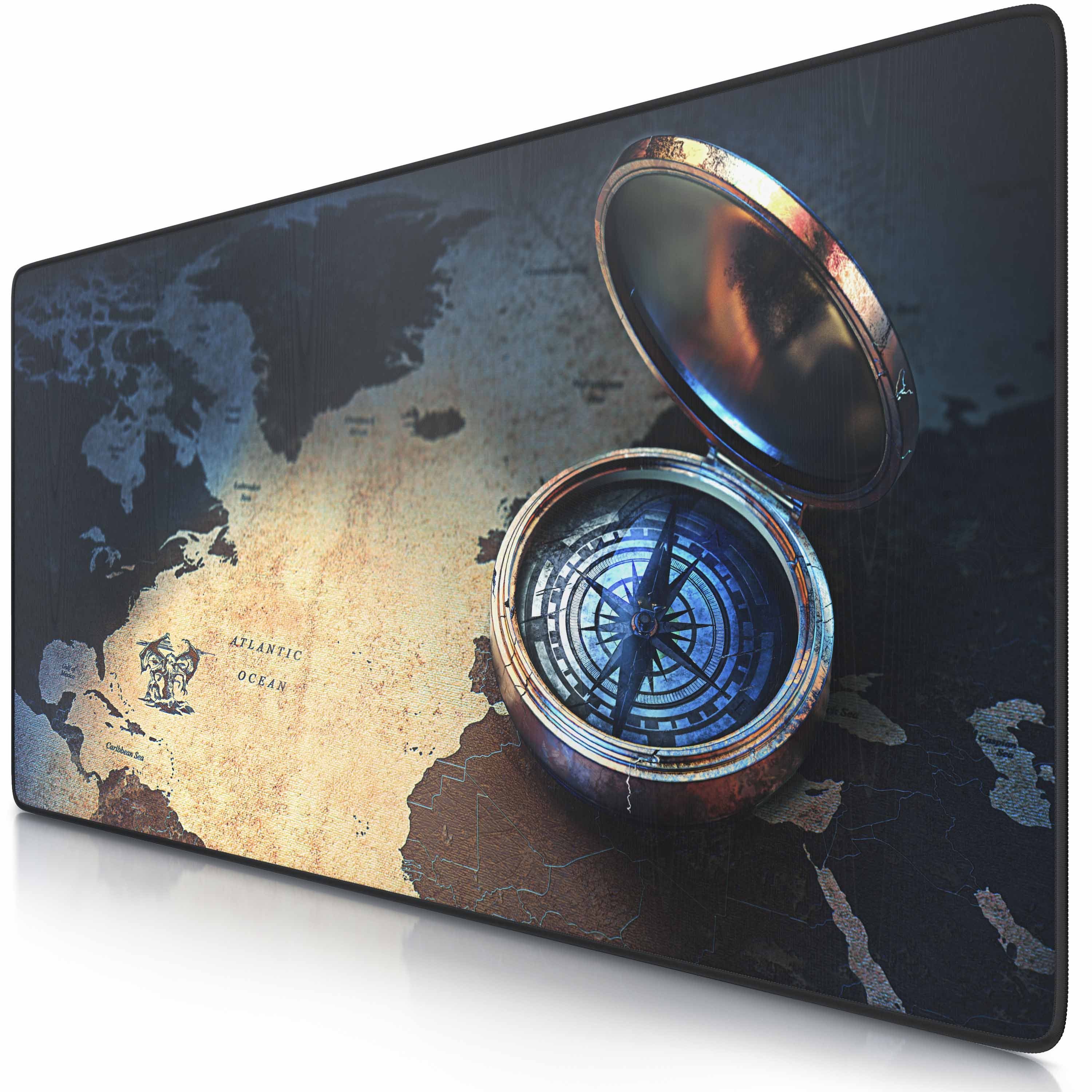 CSL Gaming Mauspad XXL Speed Mousepad 900 x 400 x 3 mm, große Tischunterlage, rutschfest, abwaschbar, Geschwindigkeit & Präzision, Compass