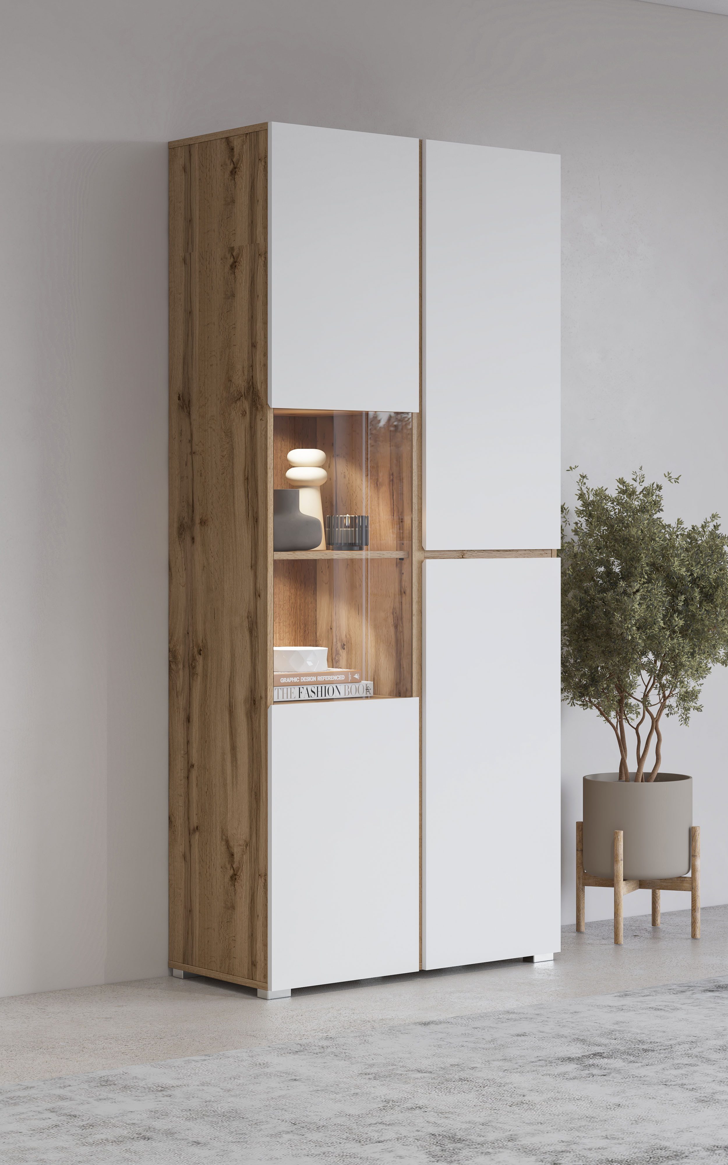 OTTO home Vitrine "Cross, Höhe 183,5 cm, moderne grifflose Standvitrine mit günstig online kaufen