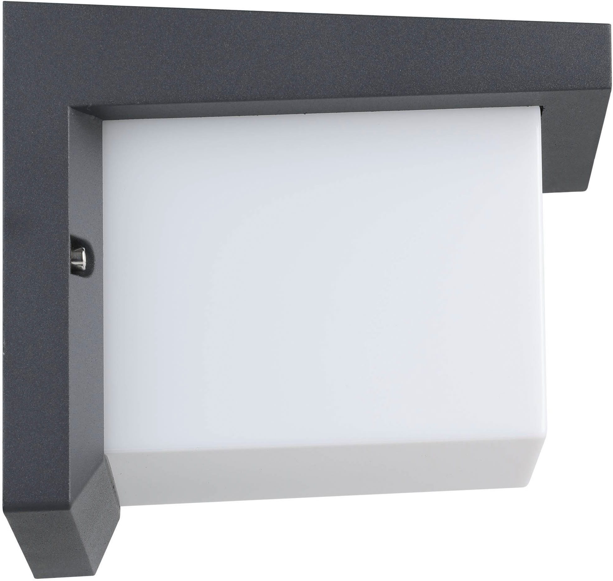 EGLO Wandleuchte Desella 1 Außen-Wandlampe, Wandleuchte, Aluguss und Kunststoff, IP54, LED fest integriert, Warmweiß, Wand-/Deckenleuchte - L16 x H16 x AL19 cm - anthrazit - 10W inkl.