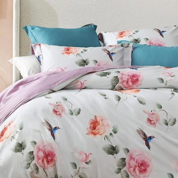 Bettwäsche Rosen, TRAUMSCHLAF, Mako Satin, 2 teilig, florales Design mit seidigem Glanz