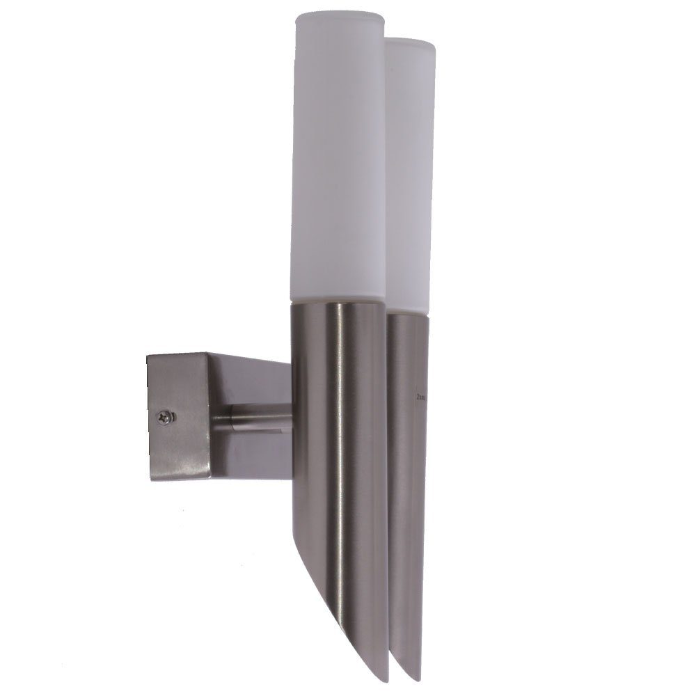 Brilliant LED Außen-Wandleuchte, Leuchtmittel inklusive, Warmweiß, Design Wand Fackel Außen Lampe Fassaden Edelstahl Leuchte Garten Glas