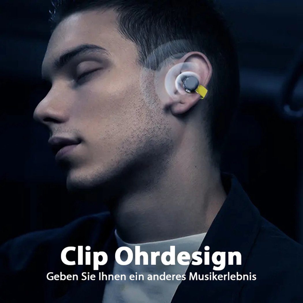 Clip-On Funk-Kopfhörer TUABUR Touch-Bedienung, Kabellose U-Boot-Design, cooles Schwarz Kopfhörer:
