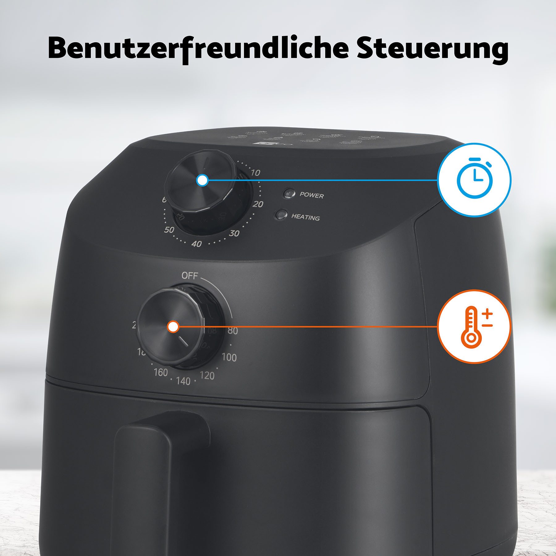 AECO Heißluftfritteuse, kompakt, platzsparend, 1150 W, 2l Fassungsvermögen, BPA-frei, CUBE 2.0