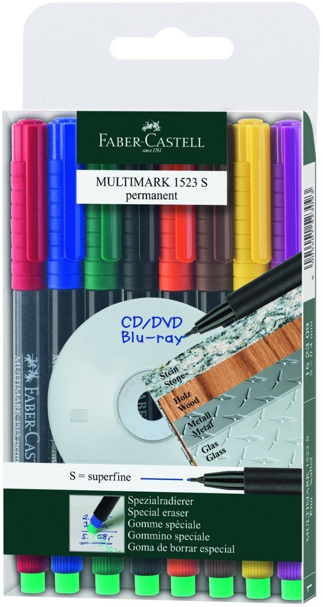 Permanentmarker CD-Marker Multimark wasserfest ca. 0,4 mm 8 Farben Etui