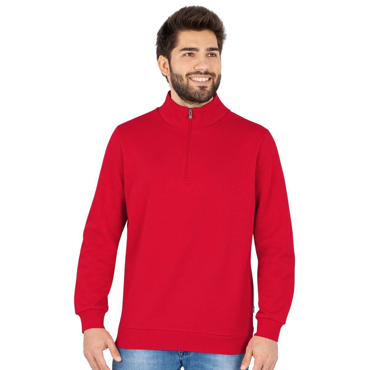 Jako Langarmshirt Ziptop Organic - Weich Innenseite, Zip-Reissverschluss - rot Herren