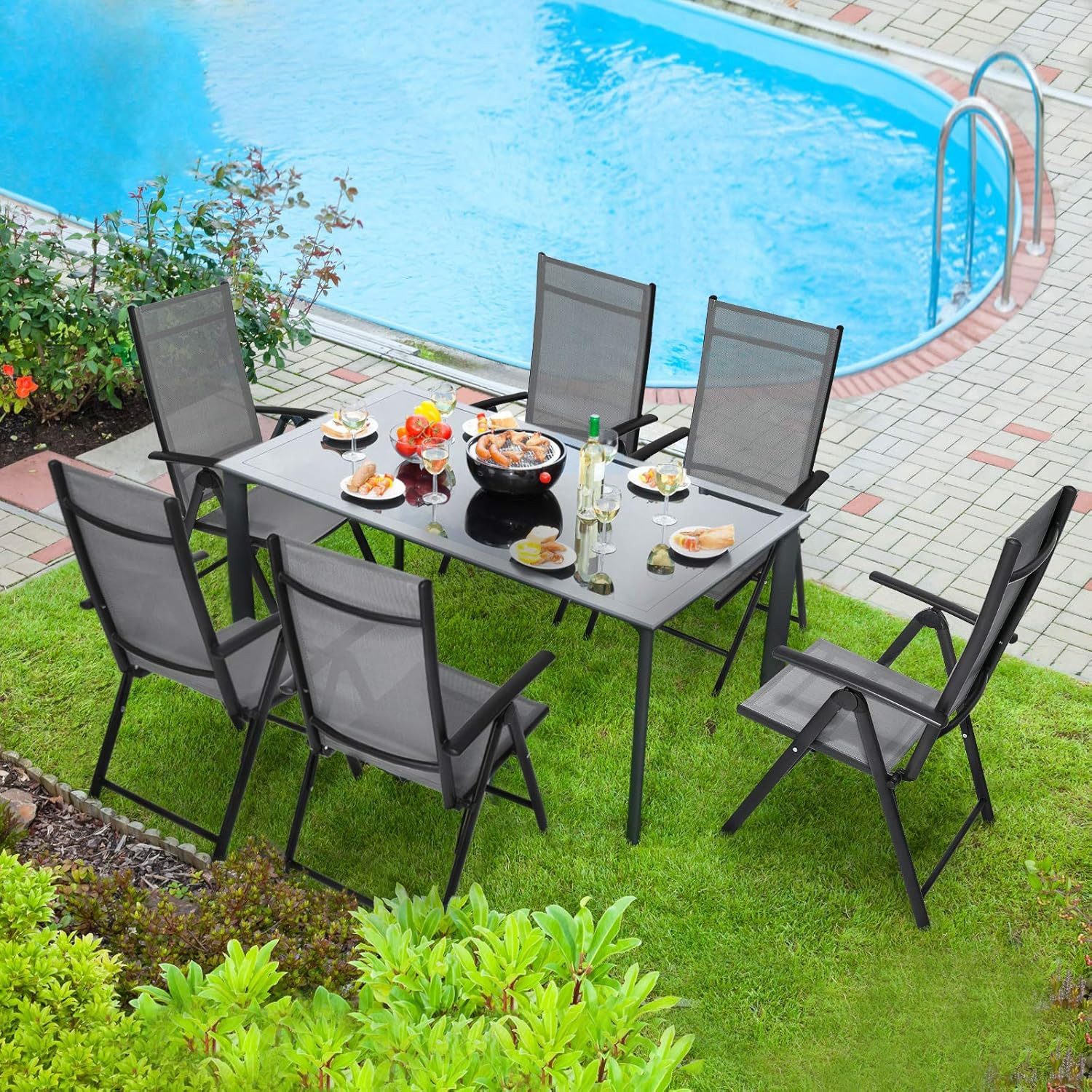 TLGREEN Gartenstuhl Hochlehner, 2/4er Set Balkonstuhl,Klappstuhl,Campingstü günstig online kaufen