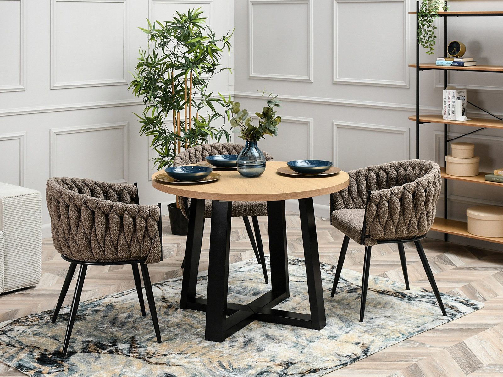Compleo Esstisch Rund, Loft Design, 100-180 günstig online kaufen