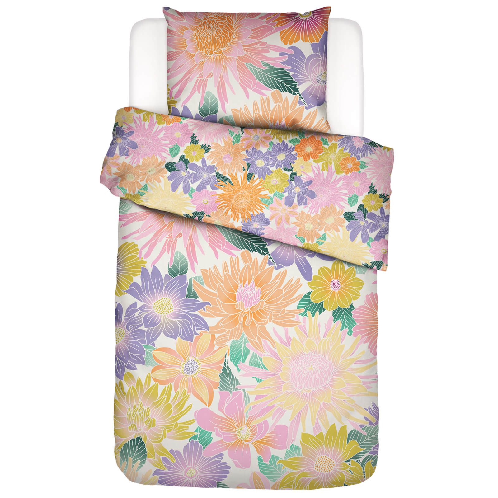 Essenza Bettwäsche Flower Fling Bright white, Perkal, 2 teilig, Floral, Blu günstig online kaufen