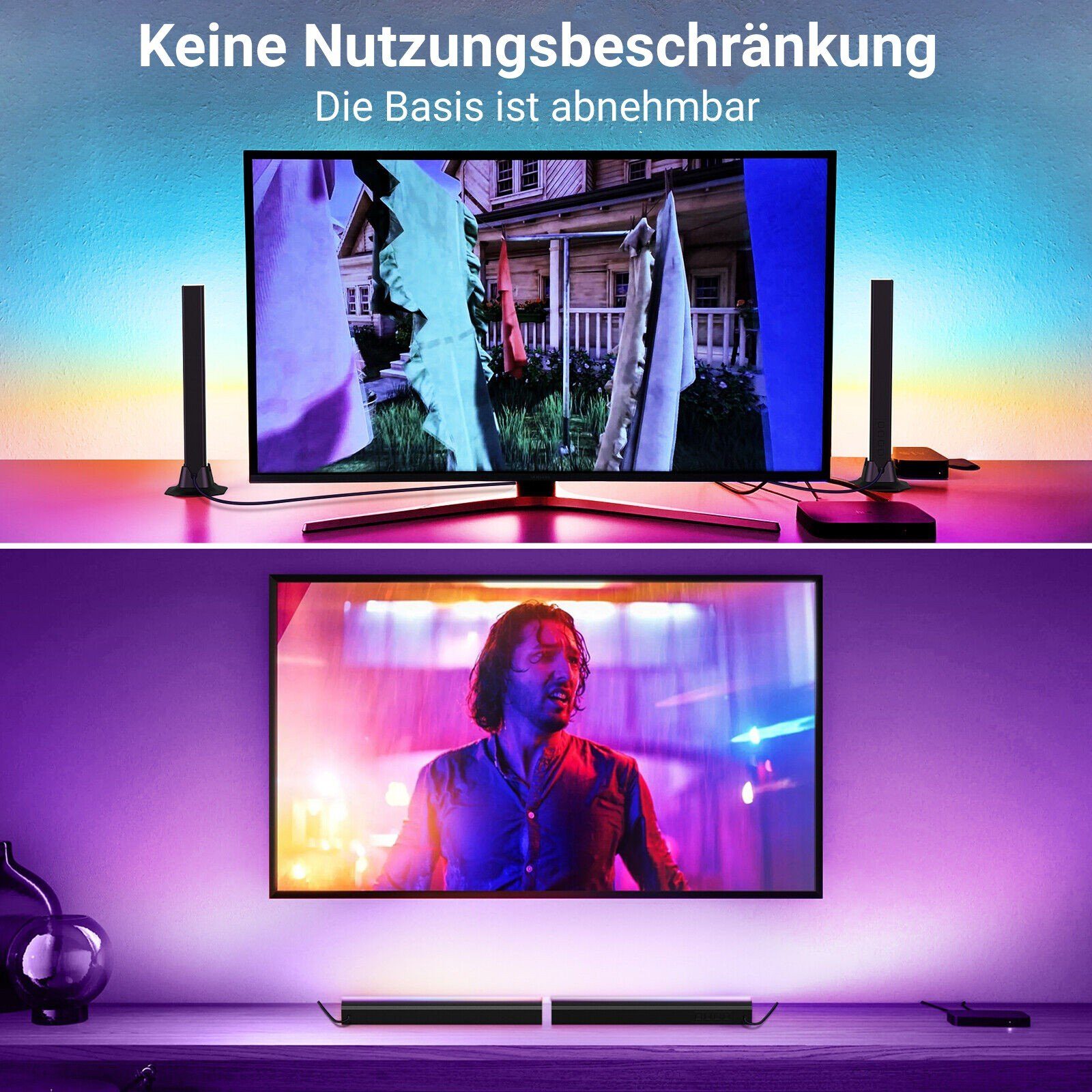 Novostella LED Stripe LED Lightbar RGB Gaming Lampe Ambiente Licht Bar 2 PCS, Fernbedienung – Bild 4 von 5