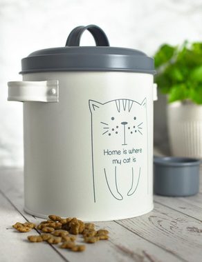 Sendez Katzen-Futterspender Trockenfutterdose mit Deckel und Löffel Mettaldose Tierfutter Vorratsdose Katzenfutterbox Katze