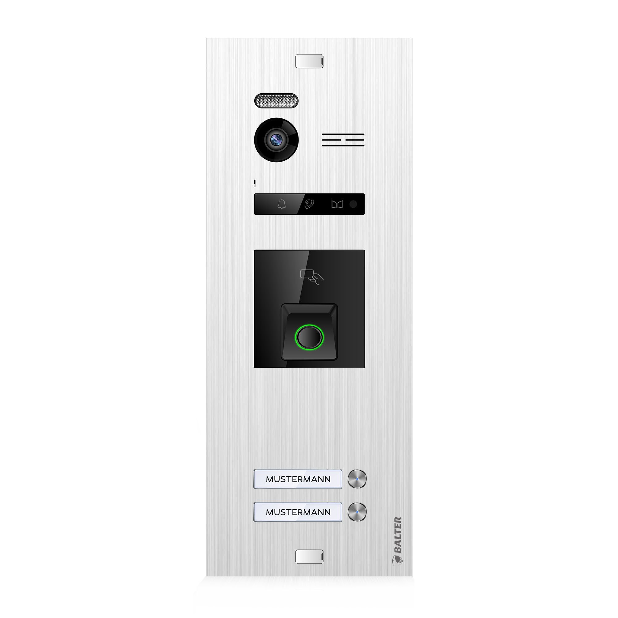 Balter Video-Türsprechanlage Balter Evo HD Fingerprint Türstation 2 Familienhaus Silber (Mehrfamilienhaus, 1-tlg., Zusatztürstation, Türstation, Fingerprint, 2 Familienhaus, Silber)