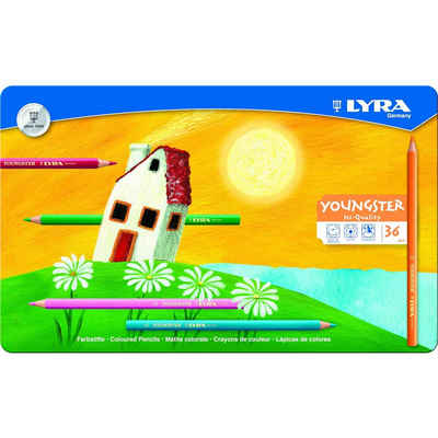 LYRA Buntstift Youngster Farbstifte 36 Stück im Metalletui für Rechts und Linkshänder, für Rechts- und Linkshänder geeignet