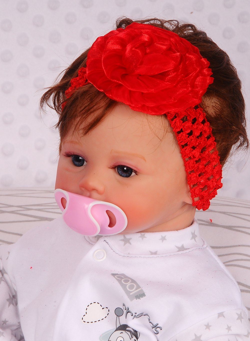 Stirnband Stirnband Kopfband Baby Rot.Nr.4 Rot ab elastisch Kopfschmuck Kinder 0Mon in und