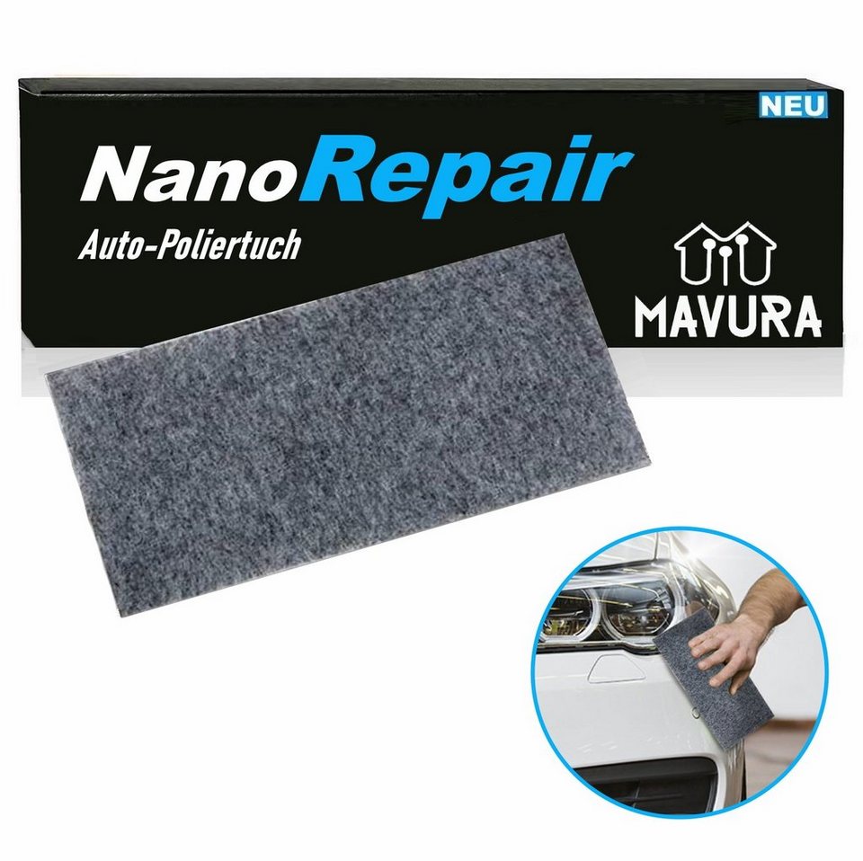 MAVURA Reparaturvlies NanoRepair Nano Magic Sparkle Magisches Polier Tuch,  (Poliertuch Kratzer Reparaturstoff Auto Macke entfernen Aufbereitung),  Politur Autopolitur Autopflege Fahrzeugreiniger Lackreiniger Stoff