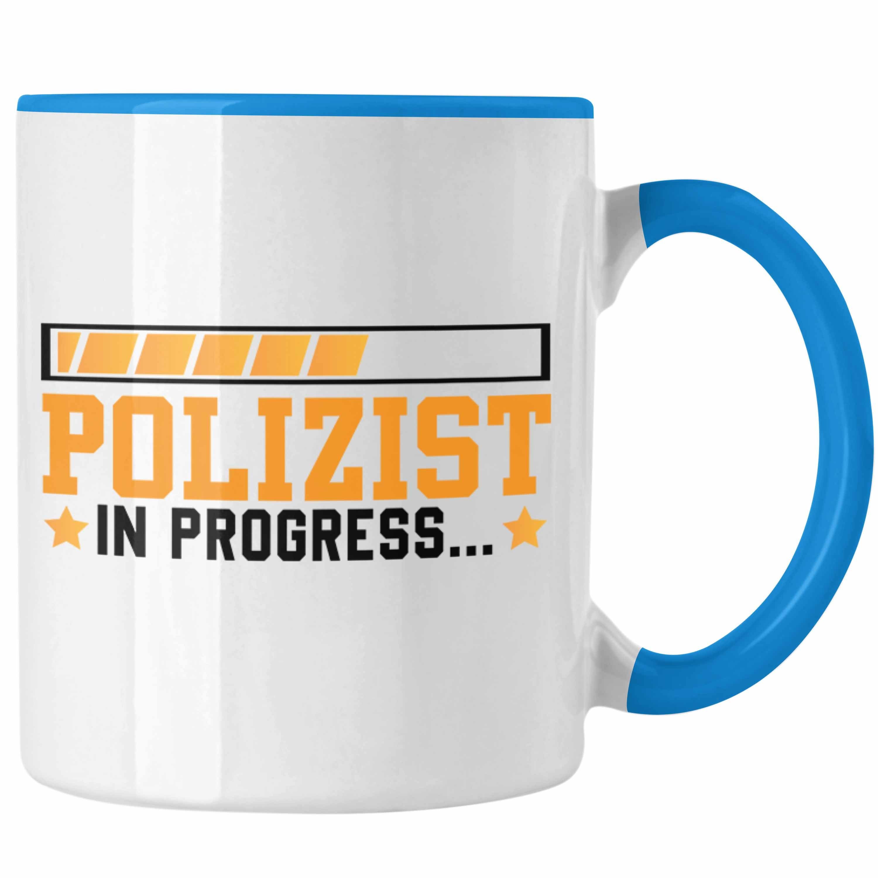 Trendation Tasse Trendation - Polizist In Progress Tasse Geschenk Polizei Ausbildung Geschenkidee Blau