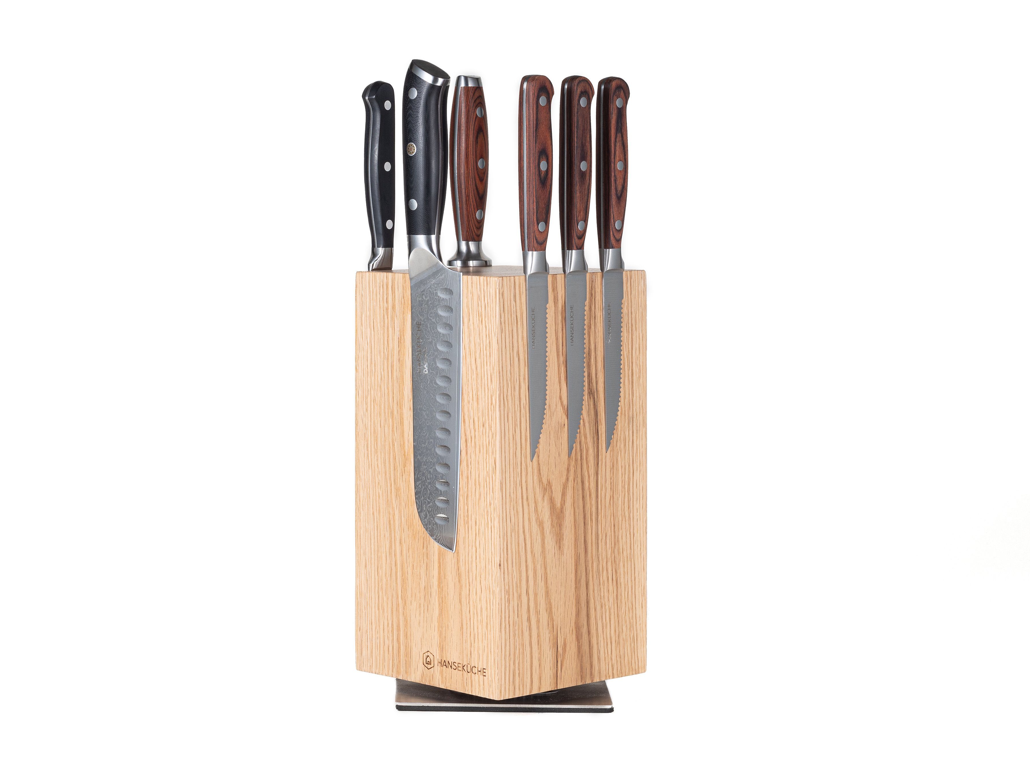 Hanseküche Magnet-Messerblock Ножиblock magnetisch ohne Ножи – Drehbarer Ножиhalter (1tlg), Fester Stand mit Gummifüßen, 360 Grad drehbar, Starker Magnet